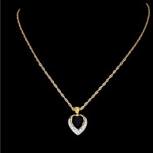 D’Orlan Gold Plated and Black Swarovski Heart Pendant Necklace